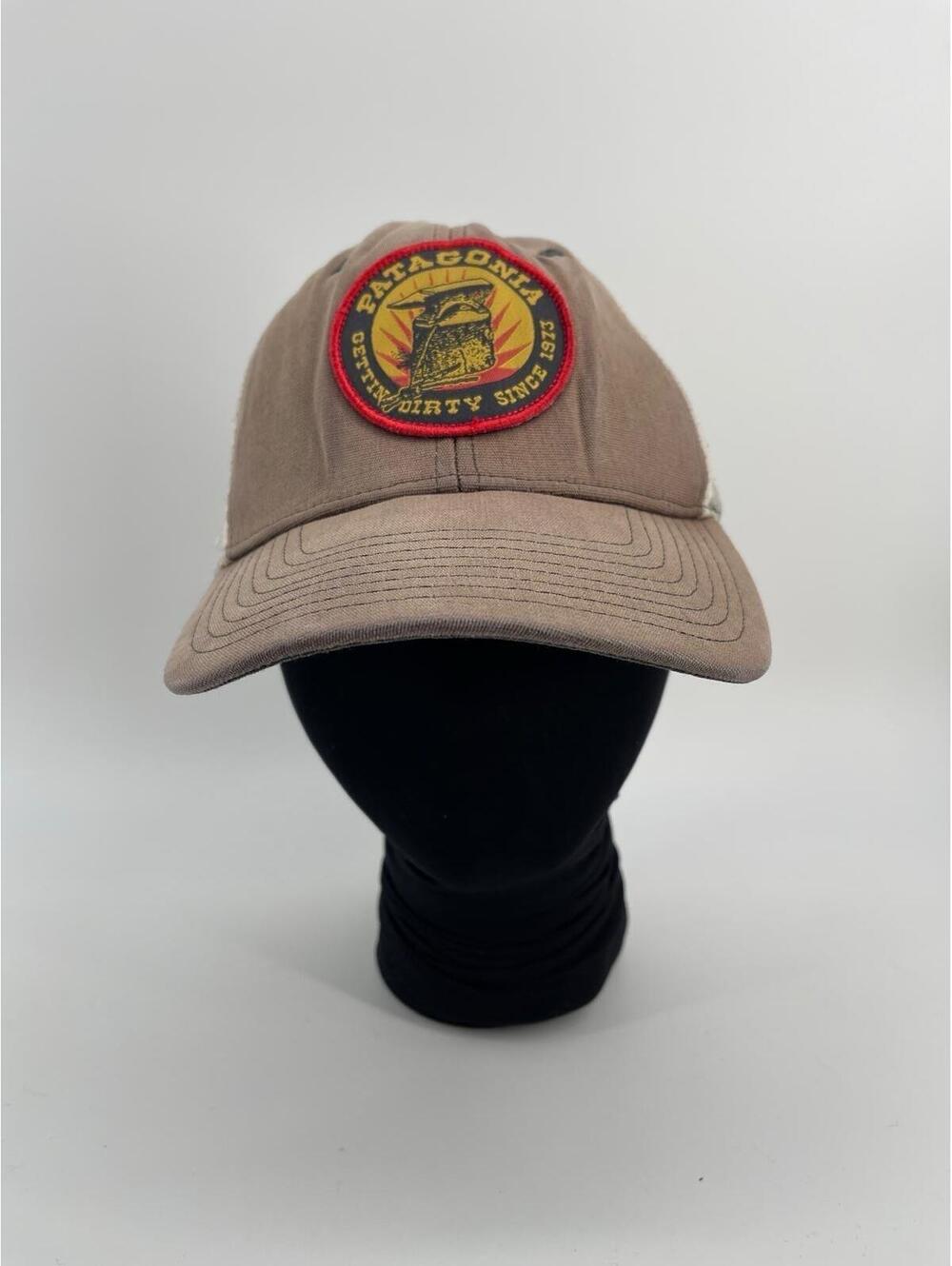 Patagonia Trucker Hat Brown Mesh Snapback Side Tear Distressed Worn Cap